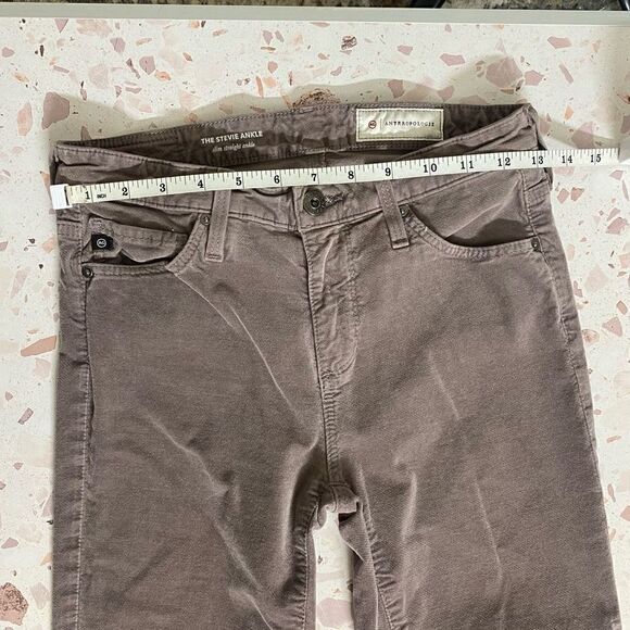 AG Adriano Goldschmied Anthropologie Stevie slim straight Ankle velvet Pants siz - Picture 8 of 9